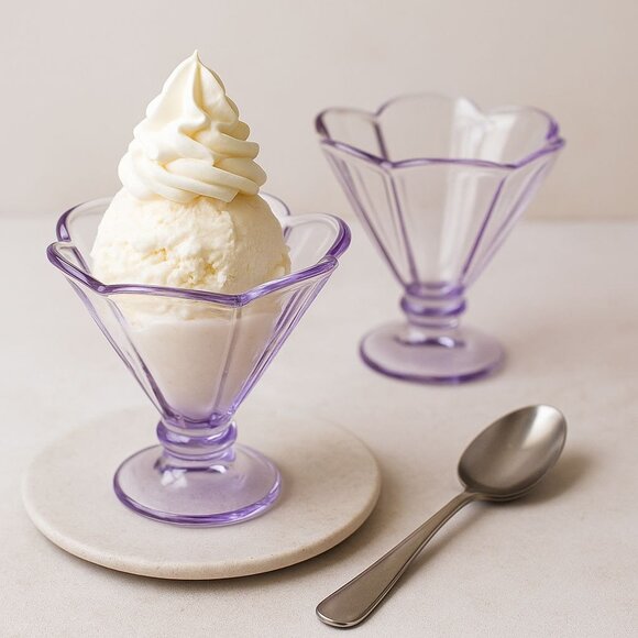 VTG Purple Lavender Glass Cup Set of 2 Petal Decor Lilac Cocktail Glass Dessert - Picture 11 of 16